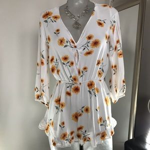 Forever 21 Sunflower Romper - Size M